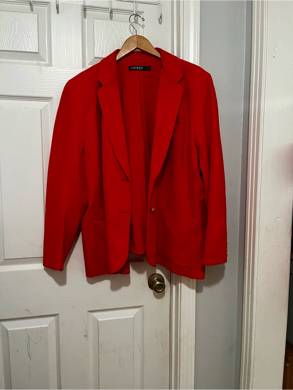Lauren Ralph Lauren Bright Red Single-Button Blazer
